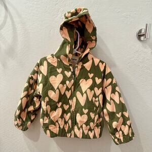 Bizz X Siss Olive Green & Pink Hearts Corduroy Hoodie Jacket